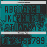 Custom Black-Teal Abstract Brush Stroke Authentic Baseball Jersey