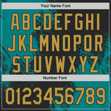 Custom Black Old Gold-Teal Abstract Brush Stroke Authentic Baseball Jersey