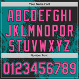 Custom Black Pink-Teal Abstract Brush Stroke Authentic Baseball Jersey