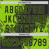 Custom Black-Neon Green Abstract Brush Stroke Authentic Baseball Jersey
