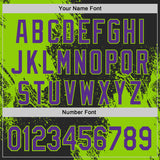 Custom Black Purple-Neon Green Abstract Brush Stroke Authentic Baseball Jersey