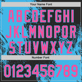 Custom Black Pink-Sky Blue Abstract Brush Stroke Authentic Baseball Jersey