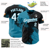 Custom Black White-Panther Blue Abstract Brush Stroke Authentic Baseball Jersey
