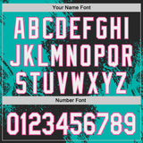 Custom Black White Aqua-Pink Abstract Brush Stroke Authentic Baseball Jersey