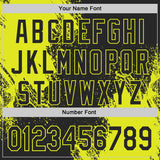 Custom Black-Neon Yellow Abstract Brush Stroke Authentic Baseball Jersey