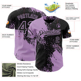 Custom Black-Light Purple Abstract Brush Stroke Authentic Baseball Jersey