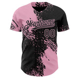 Custom Black-Light Pink Abstract Brush Stroke Authentic Baseball Jersey