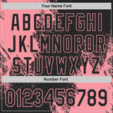 Custom Black-Medium Pink Abstract Brush Stroke Authentic Baseball Jersey