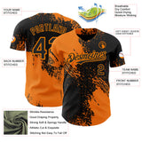 Custom Black-Bay Orange Abstract Brush Stroke Authentic Baseball Jersey