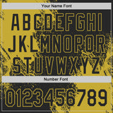 Custom Black-Old Gold Abstract Brush Stroke Authentic Baseball Jersey
