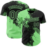 Custom Black-Pea Green Abstract Brush Stroke Authentic Baseball Jersey