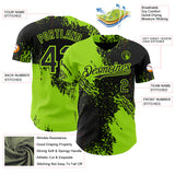 Custom Black-Neon Green Abstract Brush Stroke Authentic Baseball Jersey