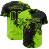 Custom Black-Neon Green Abstract Brush Stroke Authentic Baseball Jersey