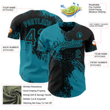 Custom Black-Teal Abstract Brush Stroke Authentic Baseball Jersey
