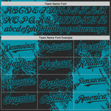 Custom Black-Teal Abstract Brush Stroke Authentic Baseball Jersey