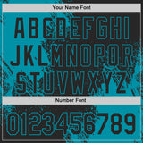 Custom Black-Teal Abstract Brush Stroke Authentic Baseball Jersey