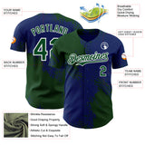 Custom Royal Green-White Abstract Brush Stroke Authentic Baseball Jersey
