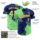 Custom Royal Pea Green-Orange Abstract Brush Stroke Authentic Baseball Jersey