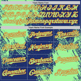 Custom Royal Pea Green-Orange Abstract Brush Stroke Authentic Baseball Jersey