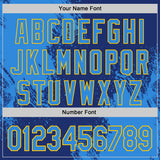 Custom Royal Electric Blue-Yellow Abstract Brush Stroke Authentic Baseball Jersey