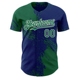 Custom Royal Kelly Green-Cream Abstract Brush Stroke Authentic Baseball Jersey