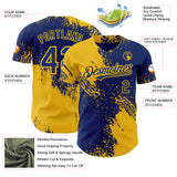Custom Royal-Yellow Abstract Brush Stroke Authentic Baseball Jersey