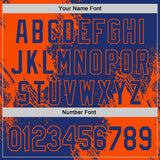 Custom Royal-Orange Abstract Brush Stroke Authentic Baseball Jersey