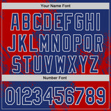 Custom Royal Red-White Abstract Brush Stroke Authentic Baseball Jersey