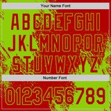 Custom Red-Neon Green Abstract Brush Stroke Authentic Baseball Jersey
