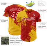 Custom Red Yellow-White Abstract Brush Stroke Authentic Baseball Jersey