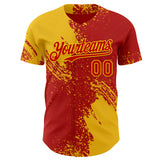 Custom Red-Yellow Abstract Brush Stroke Authentic Baseball Jersey