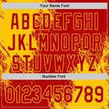 Custom Red-Yellow Abstract Brush Stroke Authentic Baseball Jersey