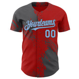 Custom Red Light Blue-Steel Gray Abstract Brush Stroke Authentic Baseball Jersey