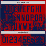 Custom Red-Navy Abstract Brush Stroke Authentic Baseball Jersey