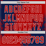 Custom Red Navy-White Abstract Brush Stroke Authentic Baseball Jersey