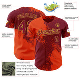 Custom Crimson Orange-Old Gold Abstract Brush Stroke Authentic Baseball Jersey