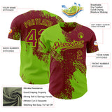 Custom Crimson-Neon Green Abstract Brush Stroke Authentic Baseball Jersey