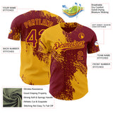 Custom Crimson-Gold Abstract Brush Stroke Authentic Baseball Jersey