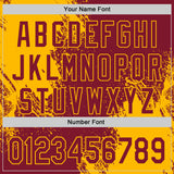 Custom Crimson-Gold Abstract Brush Stroke Authentic Baseball Jersey