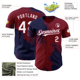 Custom Crimson White-Navy Abstract Brush Stroke Authentic Baseball Jersey