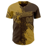 Custom Brown-Old Gold Abstract Brush Stroke Authentic Baseball Jersey