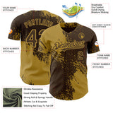 Custom Brown-Old Gold Abstract Brush Stroke Authentic Baseball Jersey