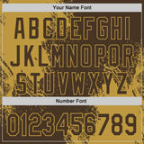 Custom Brown-Old Gold Abstract Brush Stroke Authentic Baseball Jersey
