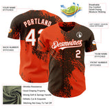 Custom Brown White-Orange Abstract Brush Stroke Authentic Baseball Jersey