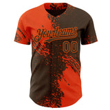 Custom Brown-Orange Abstract Brush Stroke Authentic Baseball Jersey