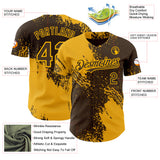 Custom Brown-Gold Abstract Brush Stroke Authentic Baseball Jersey