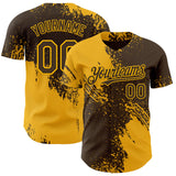 Custom Brown-Gold Abstract Brush Stroke Authentic Baseball Jersey