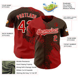 Custom Brown Red-Cream Abstract Brush Stroke Authentic Baseball Jersey