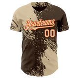 Custom Brown City Cream-Orange Abstract Brush Stroke Authentic Baseball Jersey