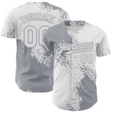 Custom White-Gray Abstract Brush Stroke Authentic Baseball Jersey